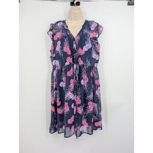 ModCloth Large Lined Jellyfish Midi Dress Career Office Work Art To Wear Quirky